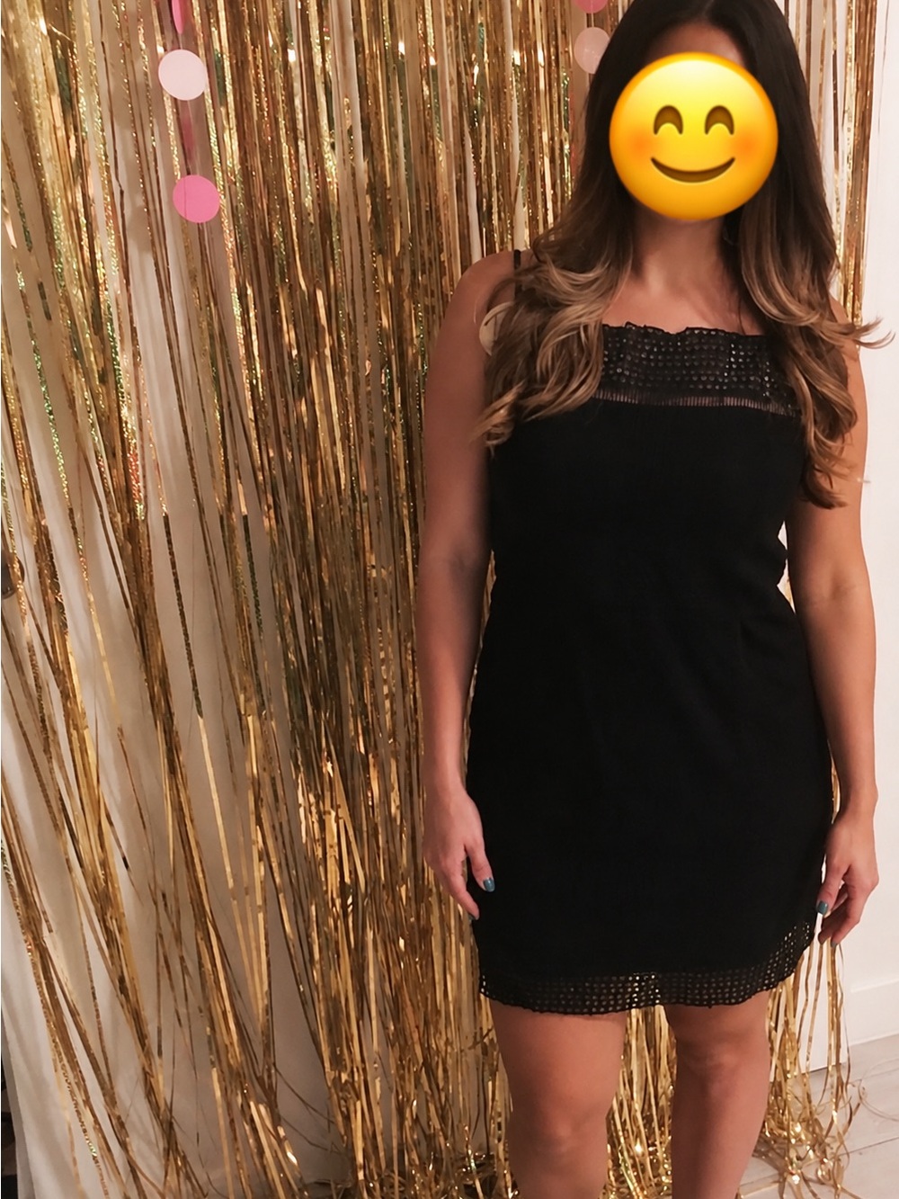 Black Swan Black Crochet Mini Dress with Spaghetti Straps